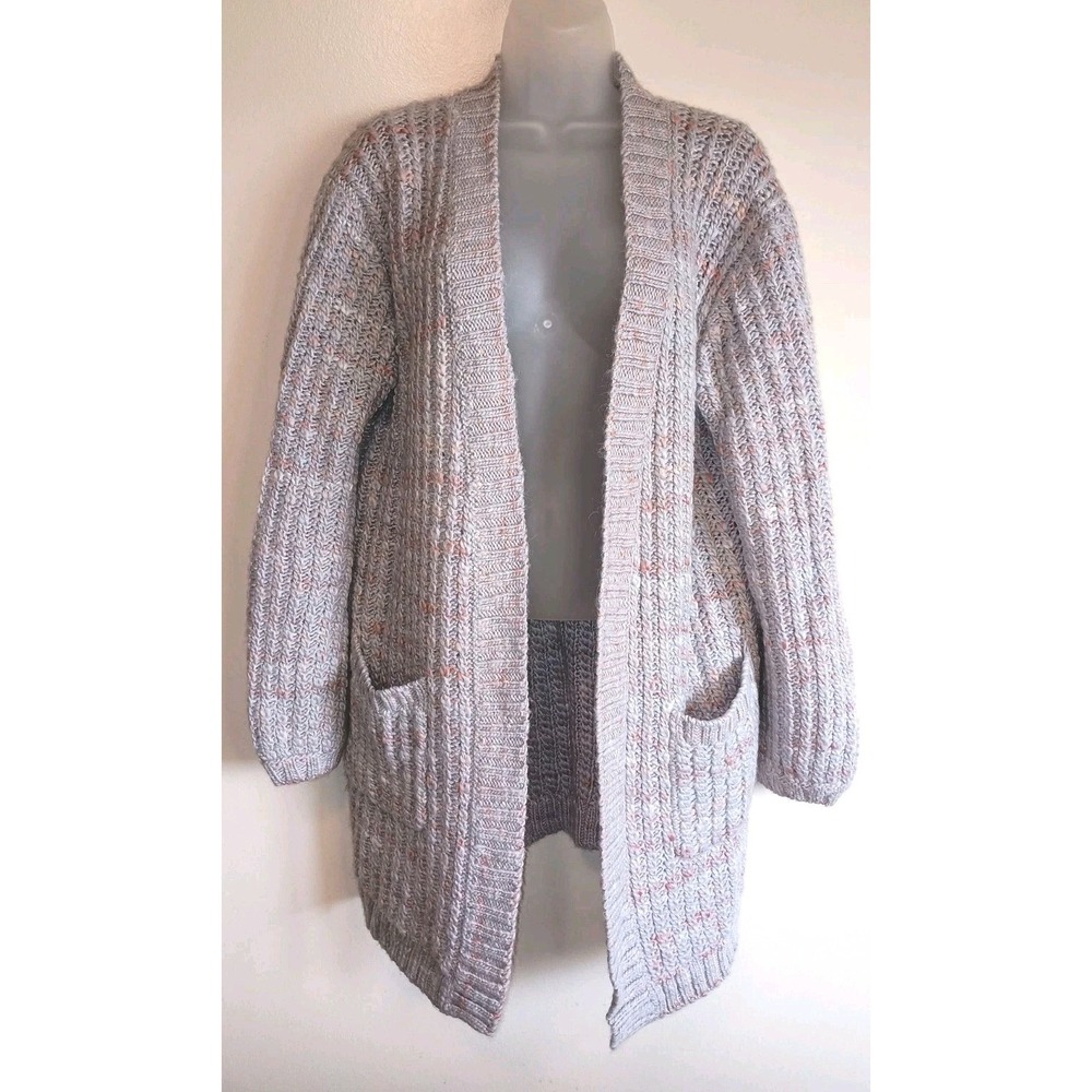 Marine Layer Ontario Cardigan XL Chunky Knit Wool Alpaca Dusty Blue Speckled